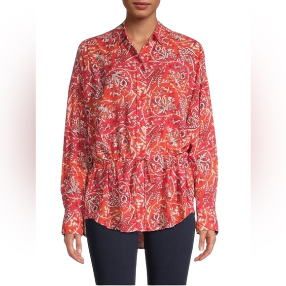 IRO Jacto Gathered Button Up Abstract Floral Blouse Size EU 34/U.S. Size 4 - Picture 1 of 16